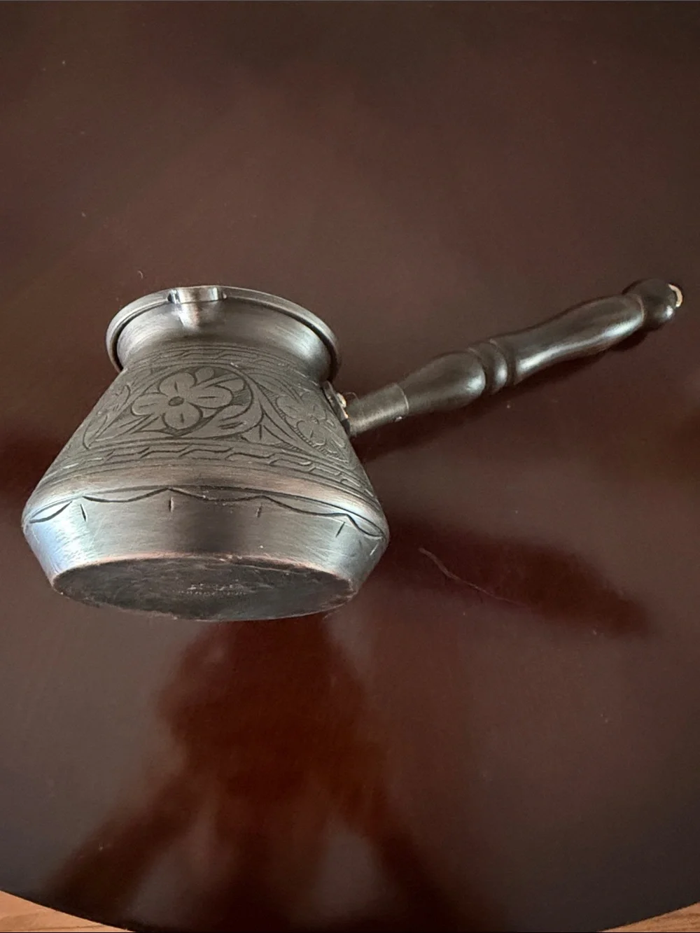 CopperBull Turkish Copper Coffee Pot Cezve Ibrik Hand Engraved 4” never used